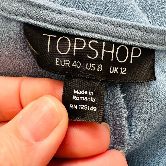 TopShop Nordstrom Size 8 US Mini Draped Knot Dress Light Dusty Blue Back Cutout - Picture 10 of 15